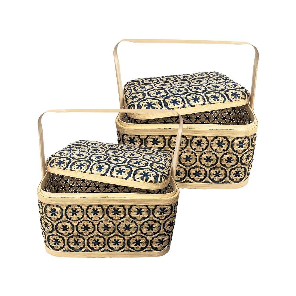 Premium Bamboo Hamper Basket (Patterned)