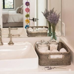 Premium Bamboo Storage Basket (Dual Tone)