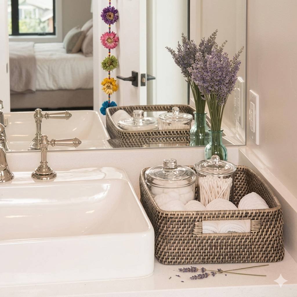Premium Bamboo Storage Basket (Dual Tone)