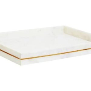 Rectangular Marble Vanity Tray with Brass Border