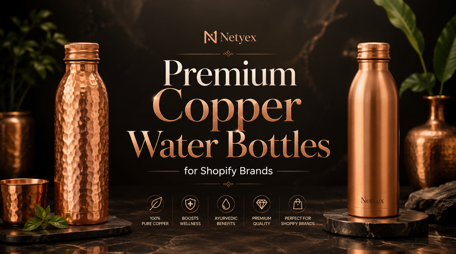 Premium Copper Water Bottles for Shopify Brands