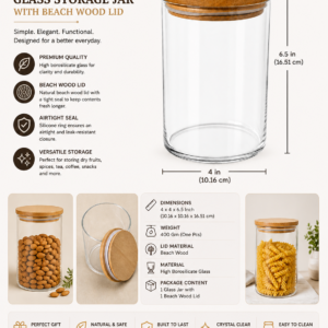 Glass Storage Jar with Beach Wood Lid