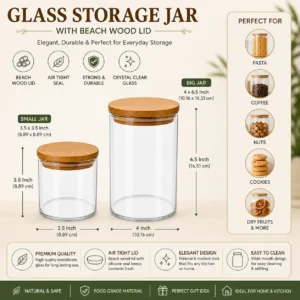 Glass Storage Jar with Beach Wood Lid