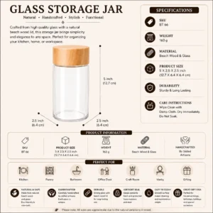 Glass Storage Jar with Beech Wood Lid
