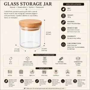 Glass Storage Jar with Beech Wood Lid