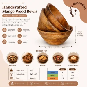 Handcrafted Mango Wood Bowl ( BWL-02)