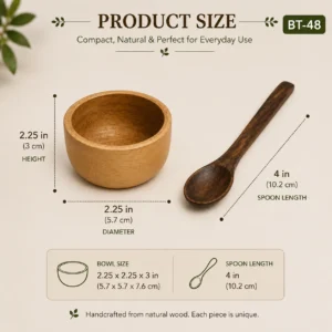 Handcrafted Wooden Bowl with Spoon