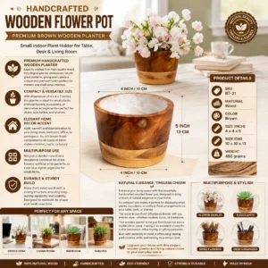 Handcrafted Wooden Flower Pot