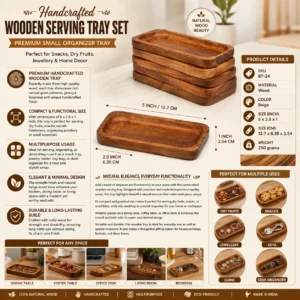 Handcrafted Wooden Serving Tray Set