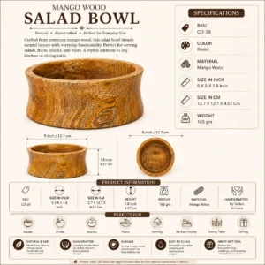 Mango Wood Salad Bowl (SKU CD-38)