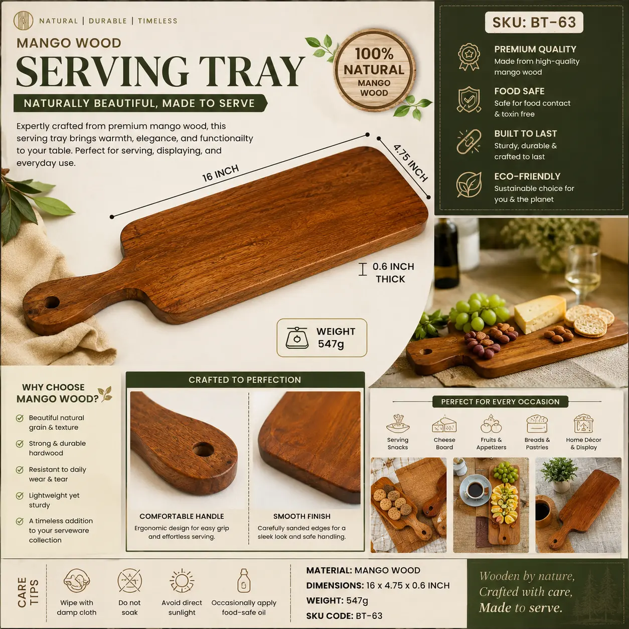 Mango Wood Serving Tray