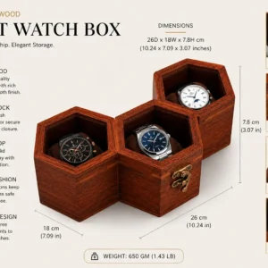 Premium Rosewood 3-Slot Watch Box