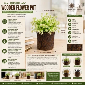 Rustic Wooden Flower Pot