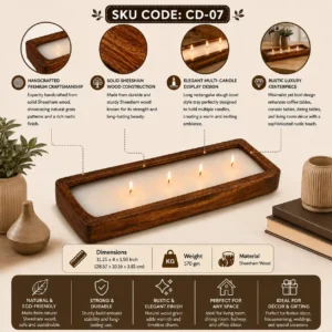 Sheesham Wood Dough Bowl Candle Holder Tray (SKU CD-07)
