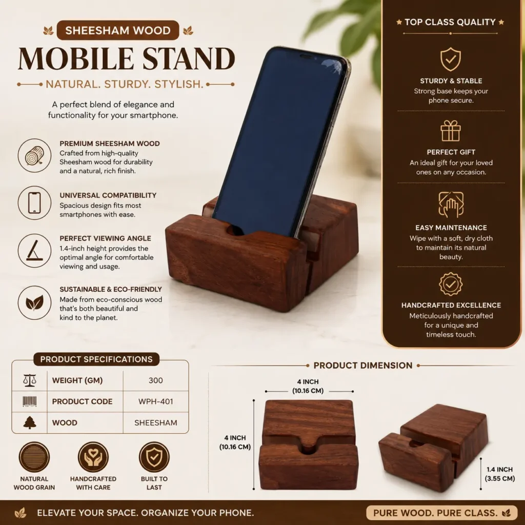 Sheesham Wood Mobile Stand