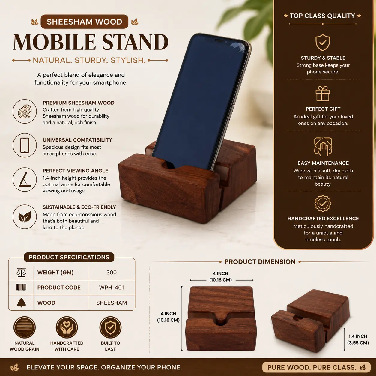 Sheesham Wood Mobile Stand