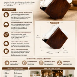 Sheesham Wood Napkin Holder – Premium Handcrafted Wooden Tissue Holder