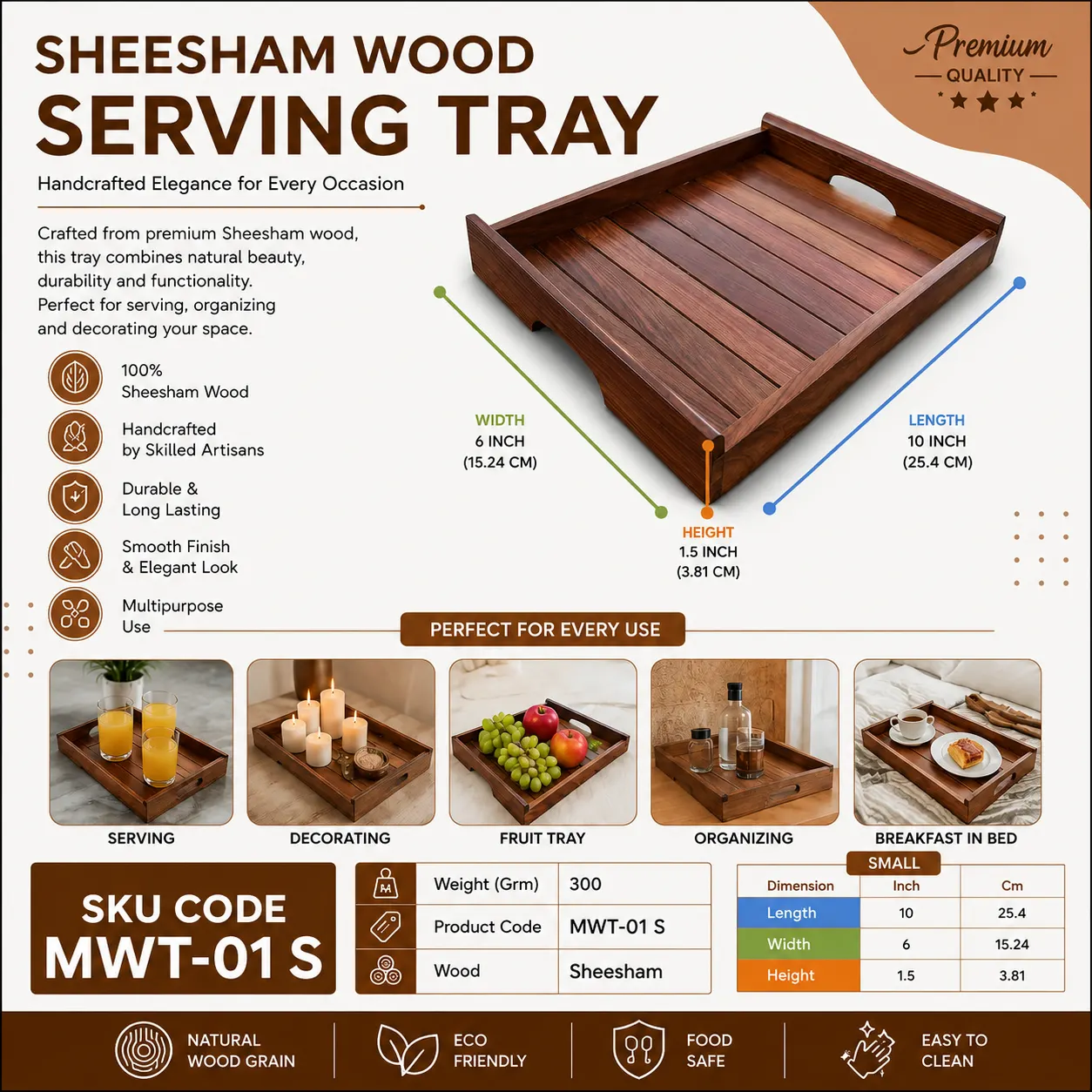 Sheesham Wood Serving Tray