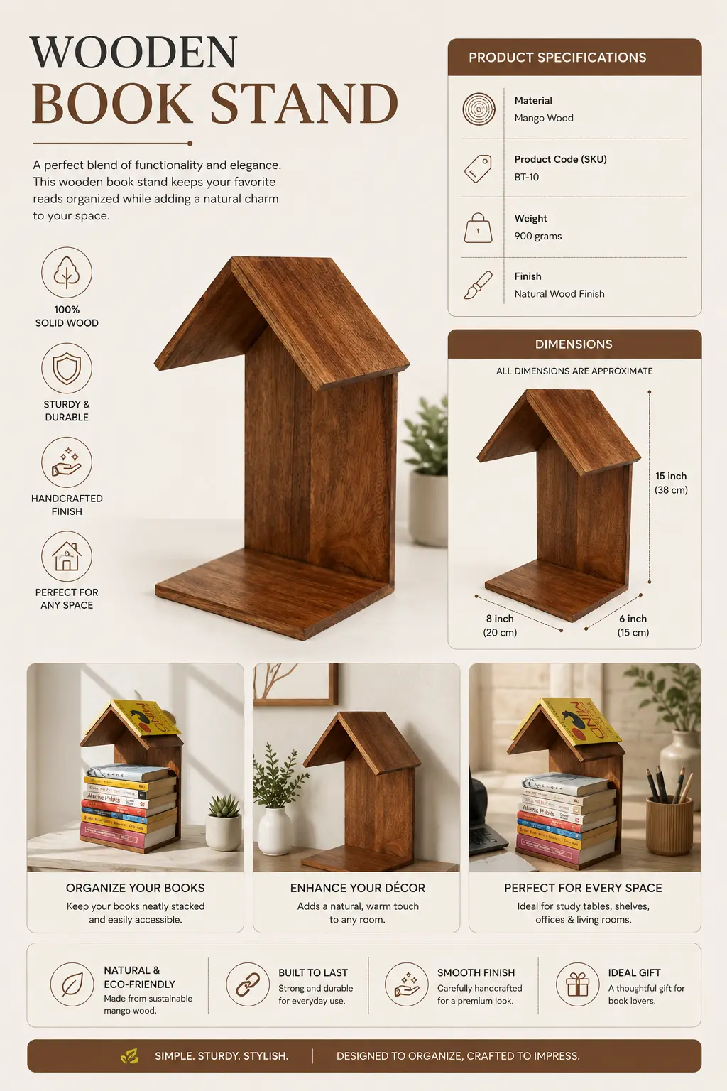 Wooden Book Stand