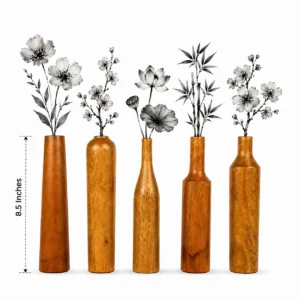 Wooden Bud Flower Vase Set