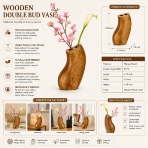Wooden Double Bud Vase