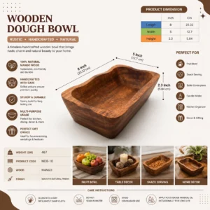 Wooden Dough Bowl – Handcrafted Mango Wood Bowl