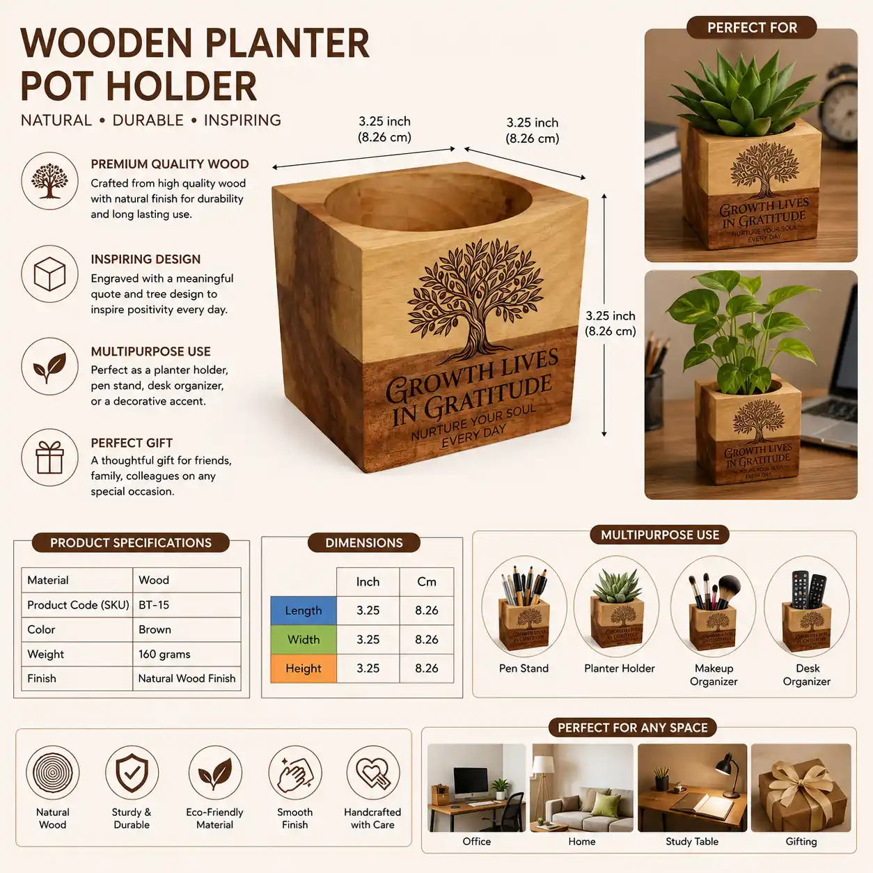 Wooden Planter Pot Holder