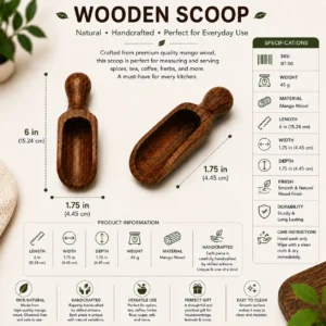 Wooden Scoop – Premium Handcrafted Mango Wood Scoop
