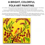 Bright Colorful Folk-Art Bird Painting