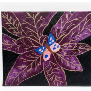 Butterfly & Purple Botanical Decorative Wall Art