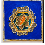 Handcrafted Decorative Square Artwork – Blue, Gold & Silver Mosaic Wall Art