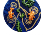 Mixed-Media 3D Koi Pond Artwork – Handcrafted Blue Water Garden Wall Décor