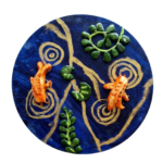 Mixed-Media 3D Koi Pond Artwork – Handcrafted Blue Water Garden Wall Décor