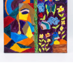 Vibrant Split-Panel Cubist Floral & Nature Painting