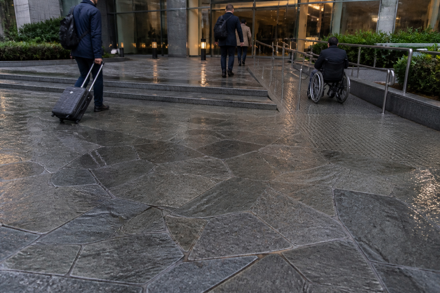 Specifying Flamed and Bush-Hammered Granite: Slip Resistance Ratings for Outdoor Commercial Plazas