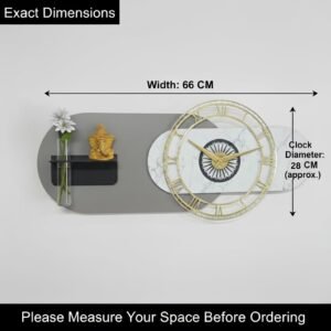 3-in-1 Multifunctional Wall Decor with Clock, Flower Vase & Display Shelf