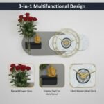 3-in-1 Multifunctional Wall Decor with Clock, Flower Vase & Display Shelf