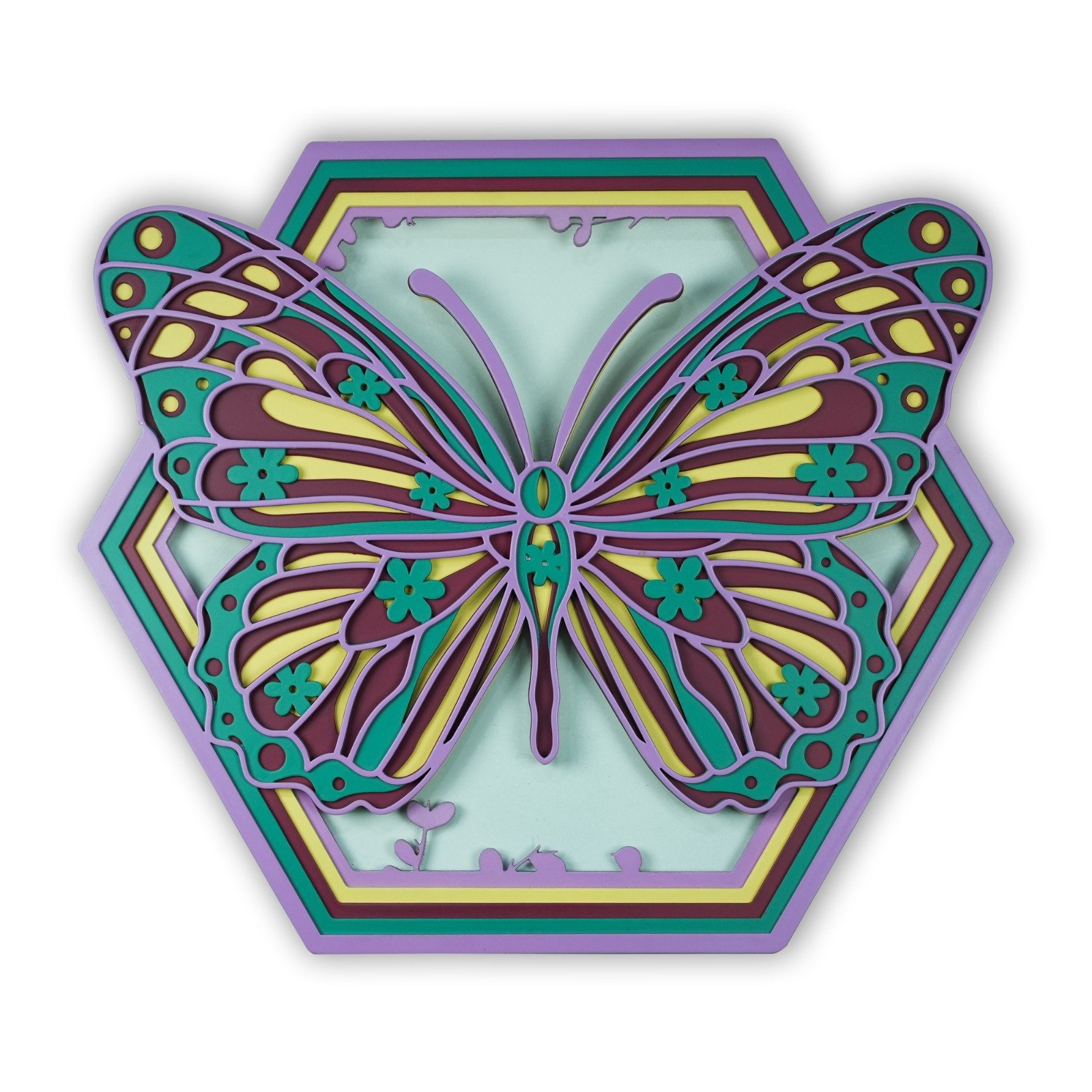 3D Butterfly Hexagon Wall Art