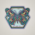 3D Butterfly Hexagon Wall Art