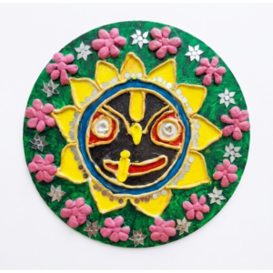 3D Lippan-Style Lord Jagannath Clay & Mirror Wall Art