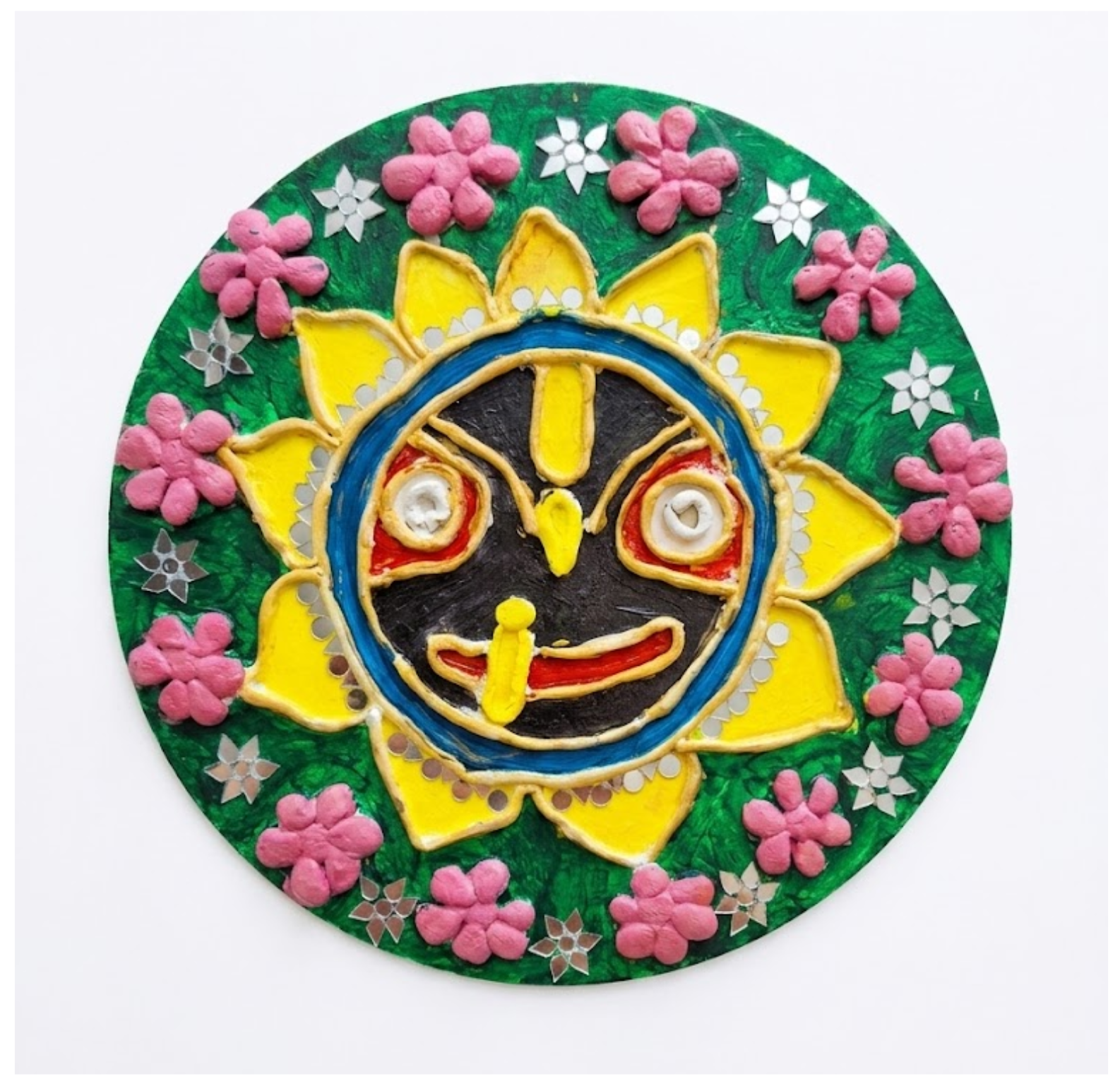 3D Lippan-Style Lord Jagannath Clay & Mirror Wall Art