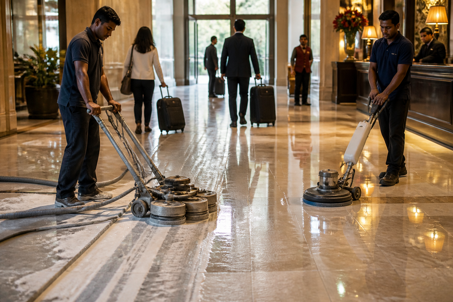 Marble Crystallization vs Diamond Abrasive Grinding: Selecting the Right Restoration Method for Hotel Lobbies