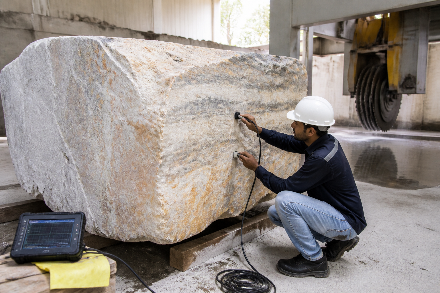 Ultrasonic Pulse Velocity Testing for Sourced Stone Blocks: Preventing Internal Crack Surprises at the Gangsaw