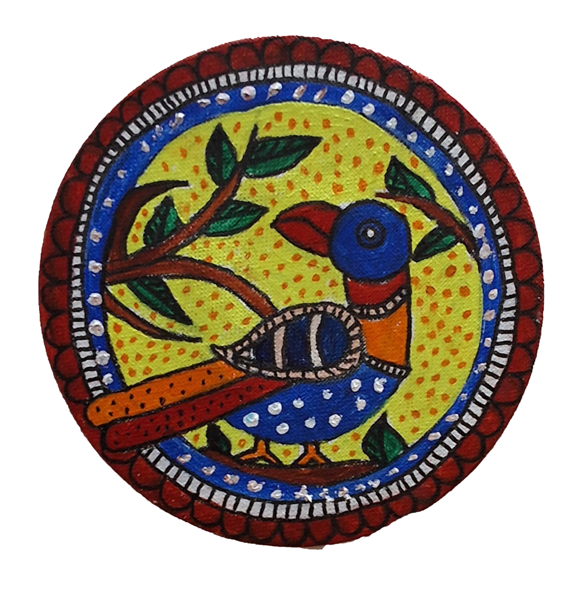 Authentic Madhubani Art – Vibrant Bird & Nature Folk Painting