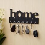 Black “Home” Wall-Mounted Key Holder – Decorative Key Rack