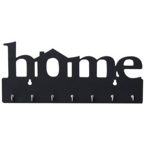 Black “Home” Wall-Mounted Key Holder – Decorative Key Rack