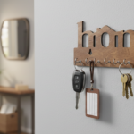 Black “Home” Wall-Mounted Key Holder – Decorative Key Rack