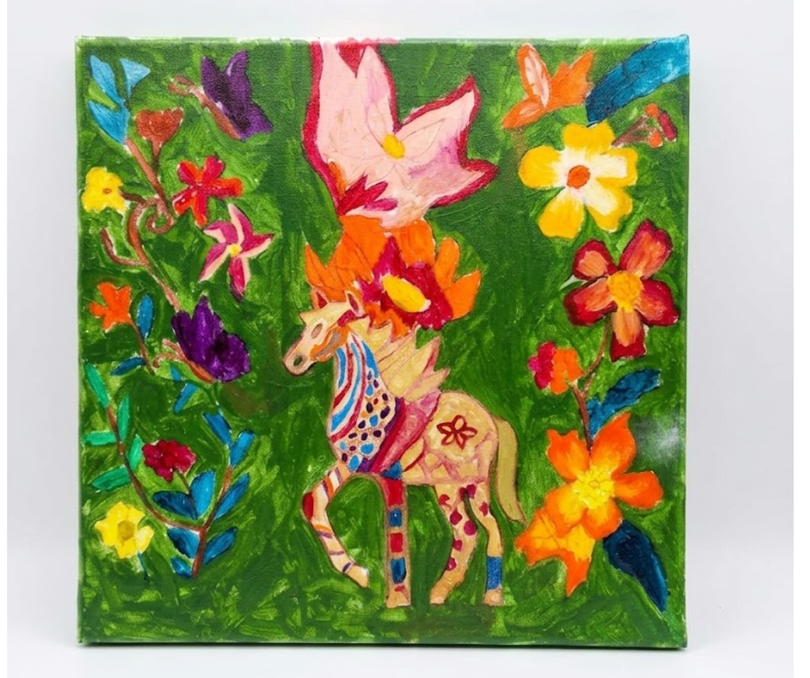 Colorful Folk-Inspired Horse Painting