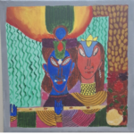 Colorful Radha Krishna Folk-Art Painting – Mix Media