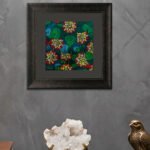 Decorative Floral Embroidered Wall Art in Premium Dark Wood Frame